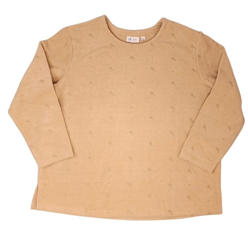 Denim&Co Tan Long Sleeve Fleece Shirt